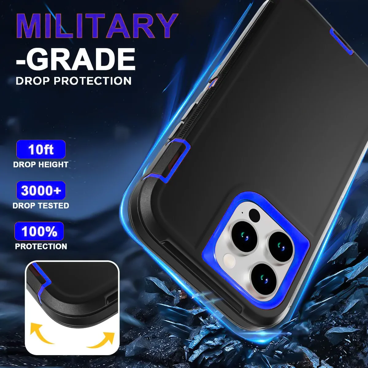 3-in-1 Heavy Duty Shockproof A - Matte Hard Pc Back Case review and price