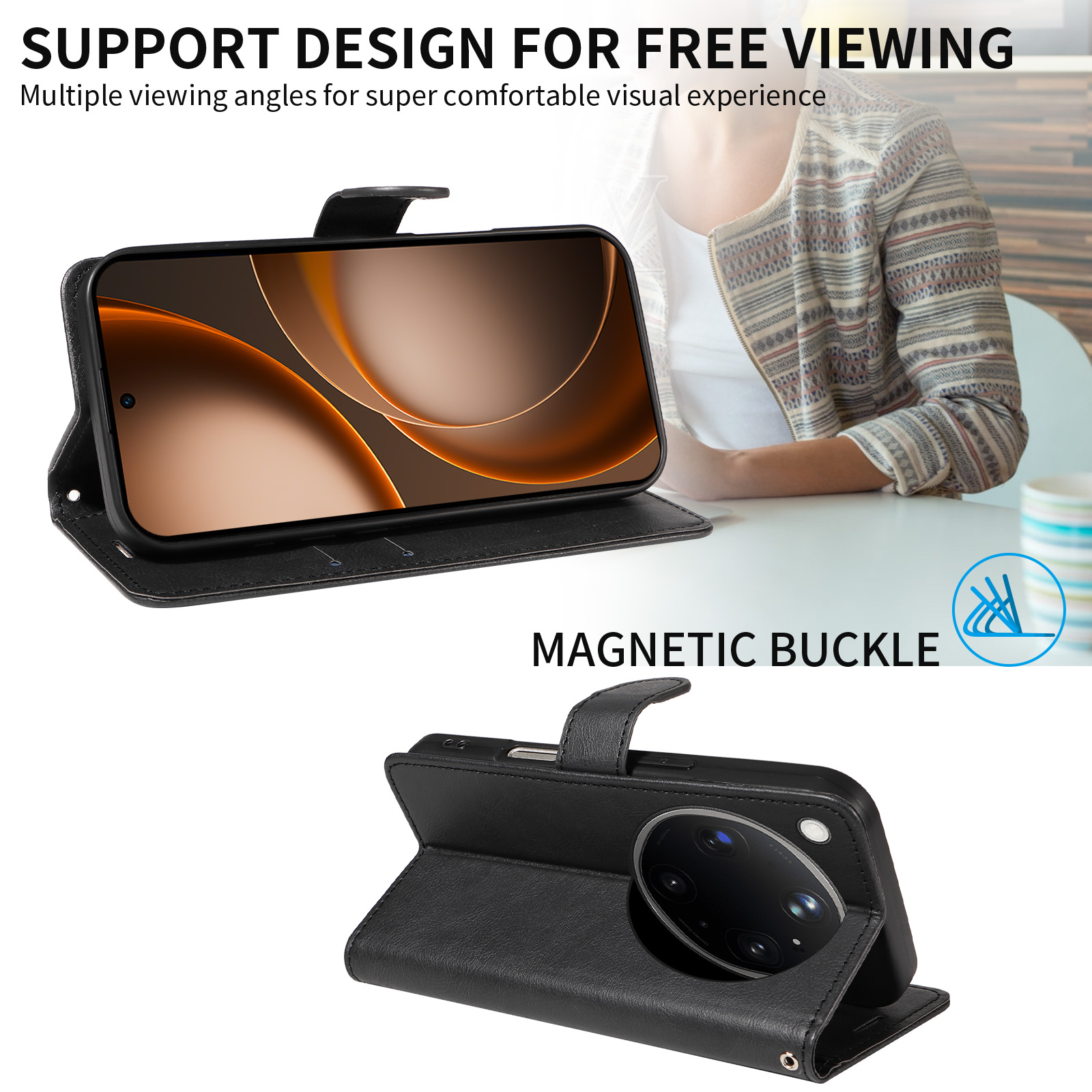 Leather Flip Case for OPPO Fin - Leather Wallet Card Holder Phone Cover review and price